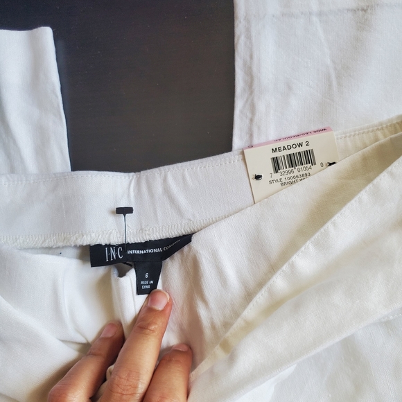 NWT INC Wide-Leg Tie-Front Linen-Blend Pants - Picture 2 of 4